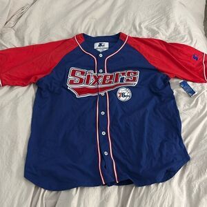 NWT VINTAGE STARTER 76ers Size 3XL Philadelphia Baseball Jersey Starter